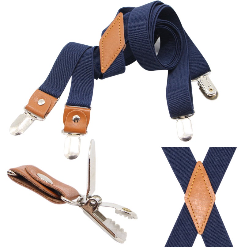 Timiot Mens Suspender and Bowtie Set X Back Heavy Duty Adjustable Elastic Clips Perfect For Work &Casual (Navy) - Image 3