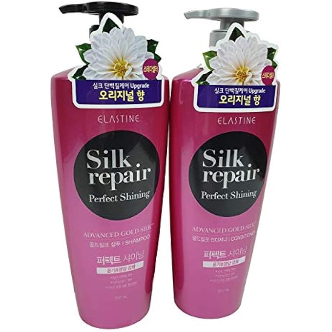 ELASTINE SILK REPAIR PERFECT SHINING SHAMPOO AND CONDITIONER (550ML 18.6 FL.OZ/EACH) - Image 1