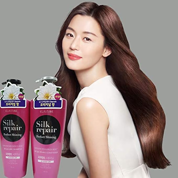 ELASTINE SILK REPAIR PERFECT SHINING SHAMPOO AND CONDITIONER (550ML 18.6 FL.OZ/EACH) - Image 2