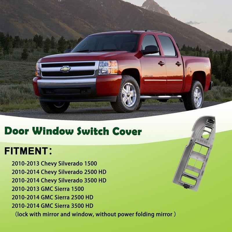 omoZone Window Switch Bezel Cover for 2010-2014 Chevrolet Silverado & GMC Sierra - Front Left Driver Side - Image 3