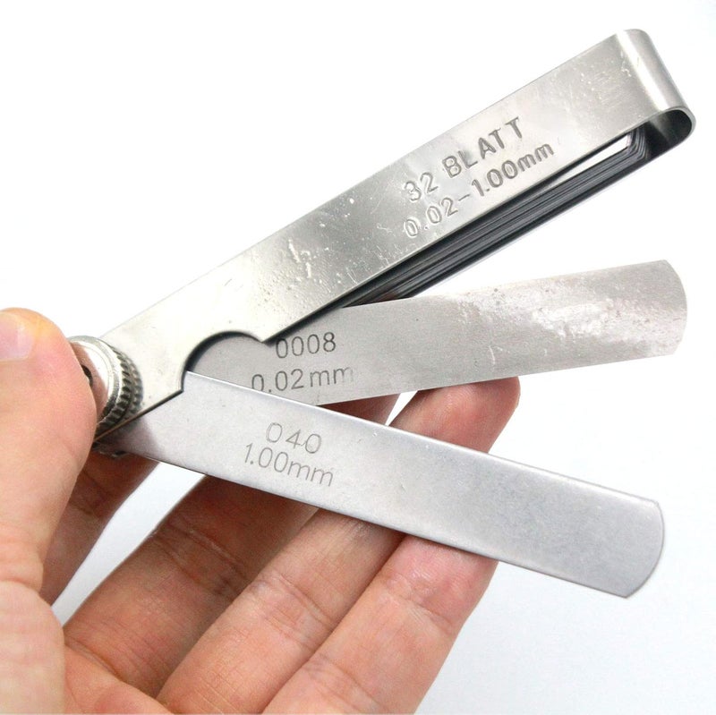 Handook Stainless Steel Feeler Gauge Universal Standard SAE and Metric Offset Valve Thickness Gauge 32-Piece Blade Tool for Measuring Gap Width/Thickness - Image 4