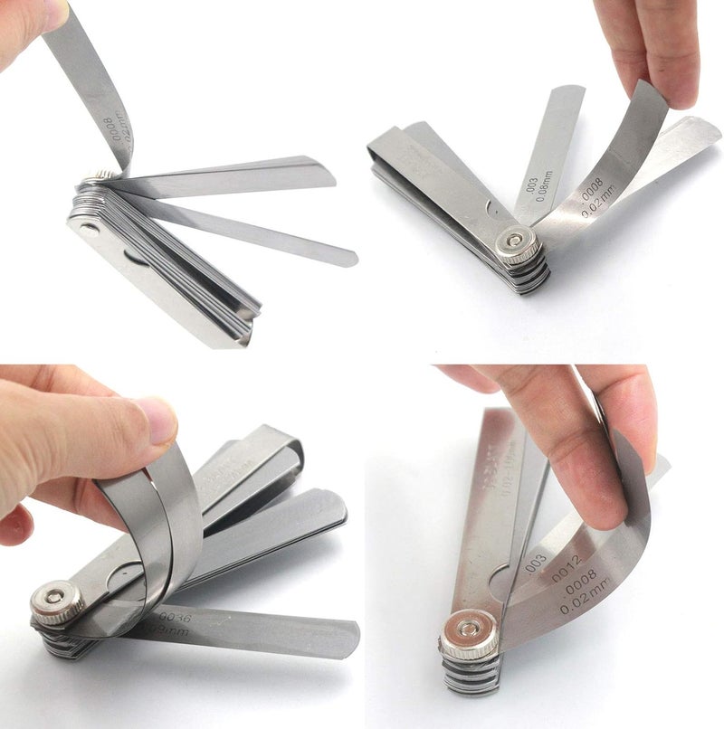 Handook Stainless Steel Feeler Gauge Universal Standard SAE and Metric Offset Valve Thickness Gauge 32-Piece Blade Tool for Measuring Gap Width/Thickness - Image 2