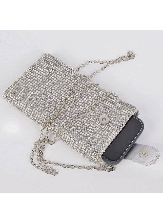 QZUnique 4Pcs Bling Crossbody Bag With Jewelry Set Rhinestone Cell Phone Purse For Women Diamond Evening Handbagspurse Wallet  - Image 4