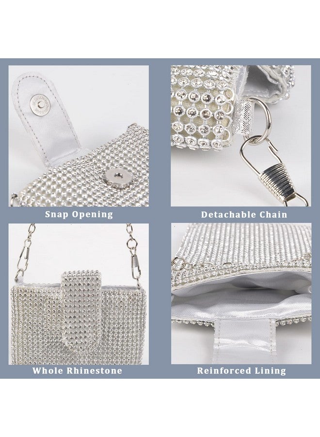 QZUnique 4Pcs Bling Crossbody Bag With Jewelry Set Rhinestone Cell Phone Purse For Women Diamond Evening Handbagspurse Wallet  - Image 3