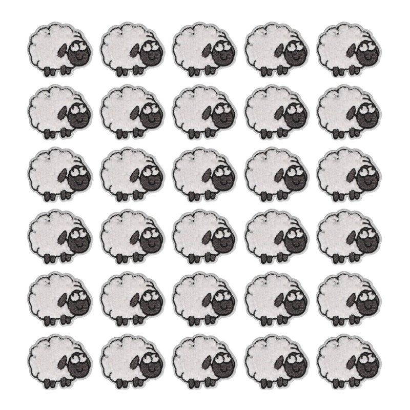 30pcs Cloth Patches Embroidered Iron On Sew On Sheep Shape Clothing Appliques for Jacket Vests Hats Bags - Image 1