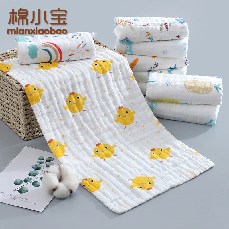 Six-Layer Cotton Small Towel 6-Layer Gauze Kidsren'S Face Washcloth High-Density Washed Cotton Kidsren'S Towel Soft Baby Towel - Image 2
