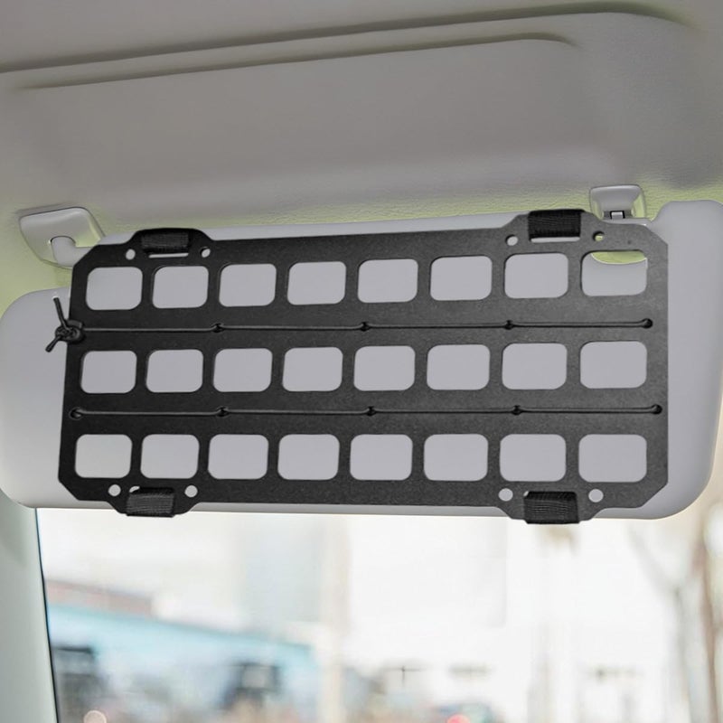 KPFILEH Vehicle Rigid MOLLE Panel Car Sun Visor Organizer Tactical Gear Rack EDC Pouch Tool Holster Truck Equipment Mount Plate Auto Interior Modular Storage Shelf Accessories Sunvisor - Image 3