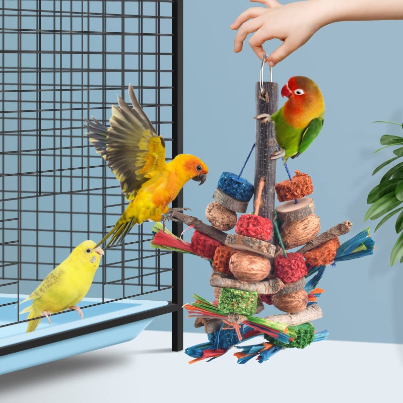 Bissap Bird Chew Toys, Natural Bark Corncob Nuts Parrot Toys and Treats for Conure Cockatoo Parakeet Budgies Cockatiel Lovebirds Pets Cage Bite Toy - Image 5