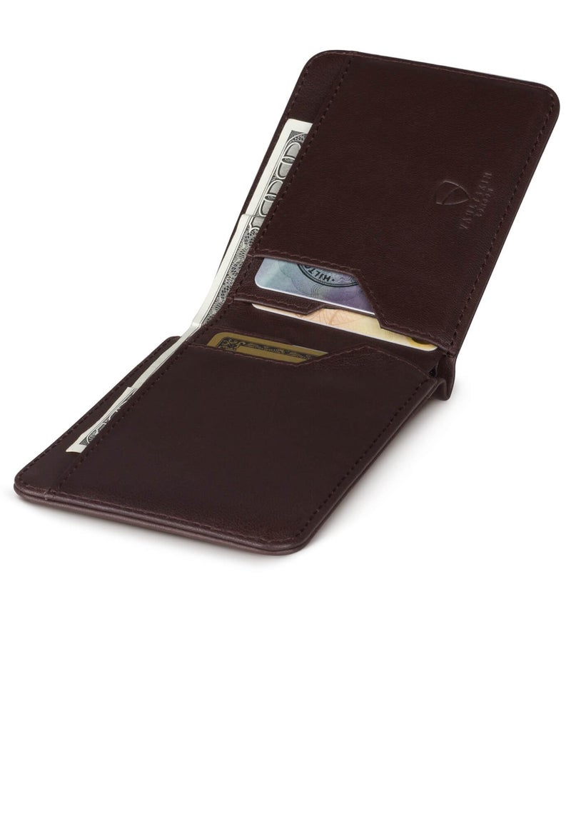 Vaultskin MANHATTAN Slim RFID Blocking Bifold Leather Wallet for Men - Minimalist Front Pocket Card Holder, Holds 9 Cards & Cash, Premium Italian Leather (Brown) - Image 2