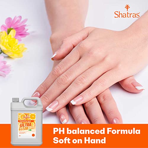 Shatras Dishwash Liquid Gel Orange Can Jar, long-lasting hygienic & refreshing, Leaves No Residue, Grease Cleaner For All Utensils, Dishwashing Liquid 5L - Image 4