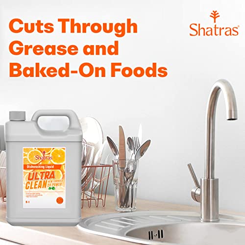 Shatras Dishwash Liquid Gel Orange Can Jar, long-lasting hygienic & refreshing, Leaves No Residue, Grease Cleaner For All Utensils, Dishwashing Liquid 5L - Image 2