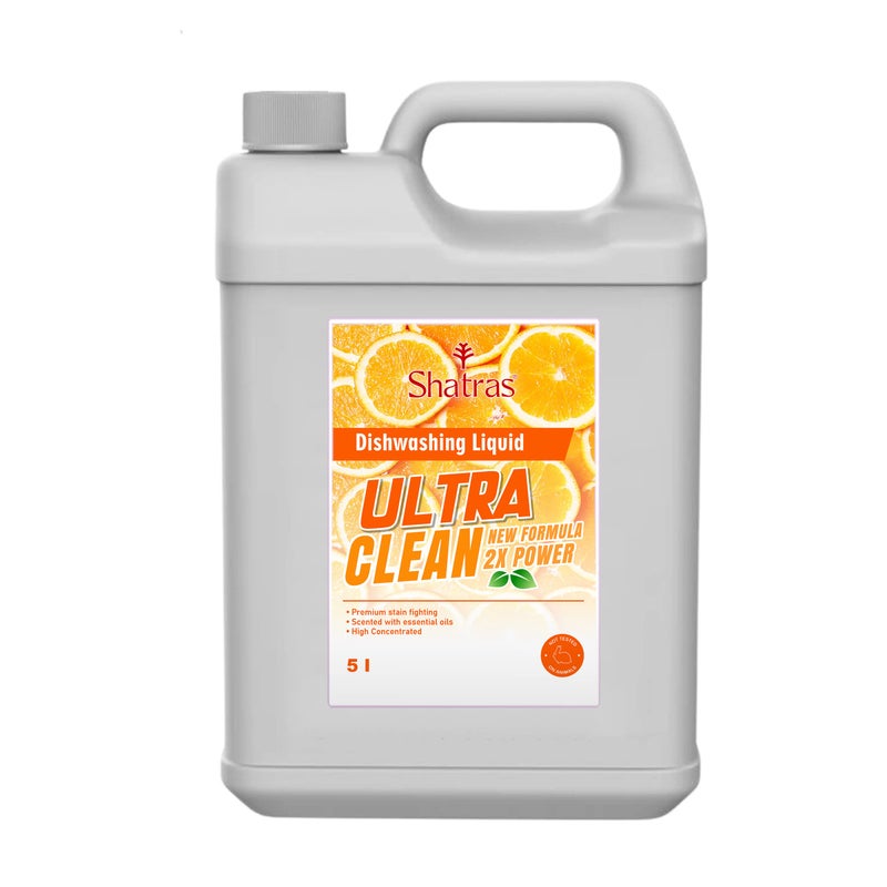 Shatras Dishwash Liquid Gel Orange Can Jar, long-lasting hygienic & refreshing, Leaves No Residue, Grease Cleaner For All Utensils, Dishwashing Liquid 5L - Image 5