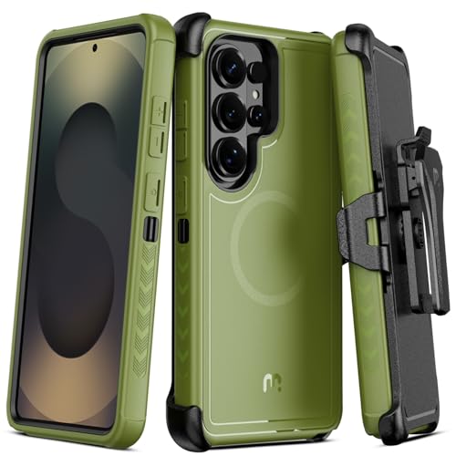 M MYBAT PRO for Samsung Galaxy S26 Ultra Case with Belt Clip Holster,Heavy Duty Protection Magnetic Case for Galaxy S26 Ultra,Anti-Drop,Shockproof Cover,with 360°Rotating Kickstand Army Green - Image 1