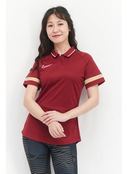 Nike Women Dri-Fit Short Sleeve Training Polo Shirt, Maroon Combo  - Image 1