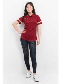 Nike Women Dri-Fit Short Sleeve Training Polo Shirt, Maroon Combo  - Image 2