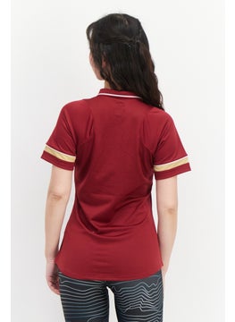 Nike Women Dri-Fit Short Sleeve Training Polo Shirt, Maroon Combo  - Image 3