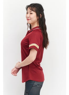 Nike Women Dri-Fit Short Sleeve Training Polo Shirt, Maroon Combo  - Image 4