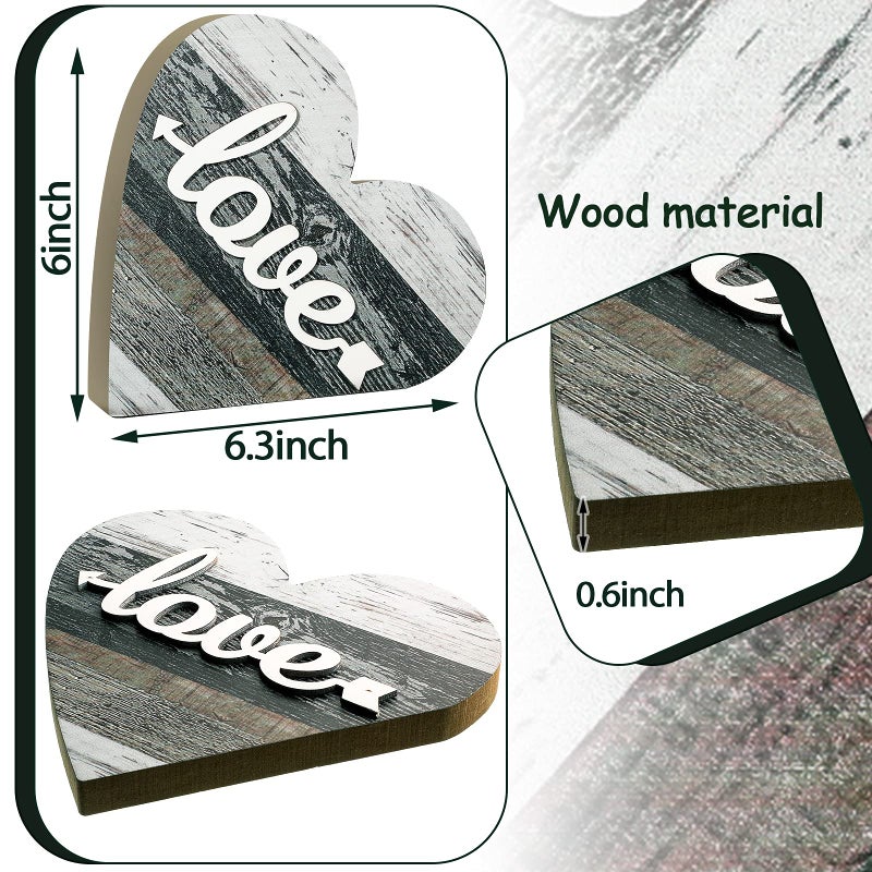 Jetec 2 Pcs Rustic Wooden Heart Table Decor, Daisy Farmhouse Home Decor, Bless This Home & Be Kind Sign for Living Room, Dining Room, Shelf & Mantel, Ideal Housewarming & Birthday Gift(Vintage Style) - Image 4