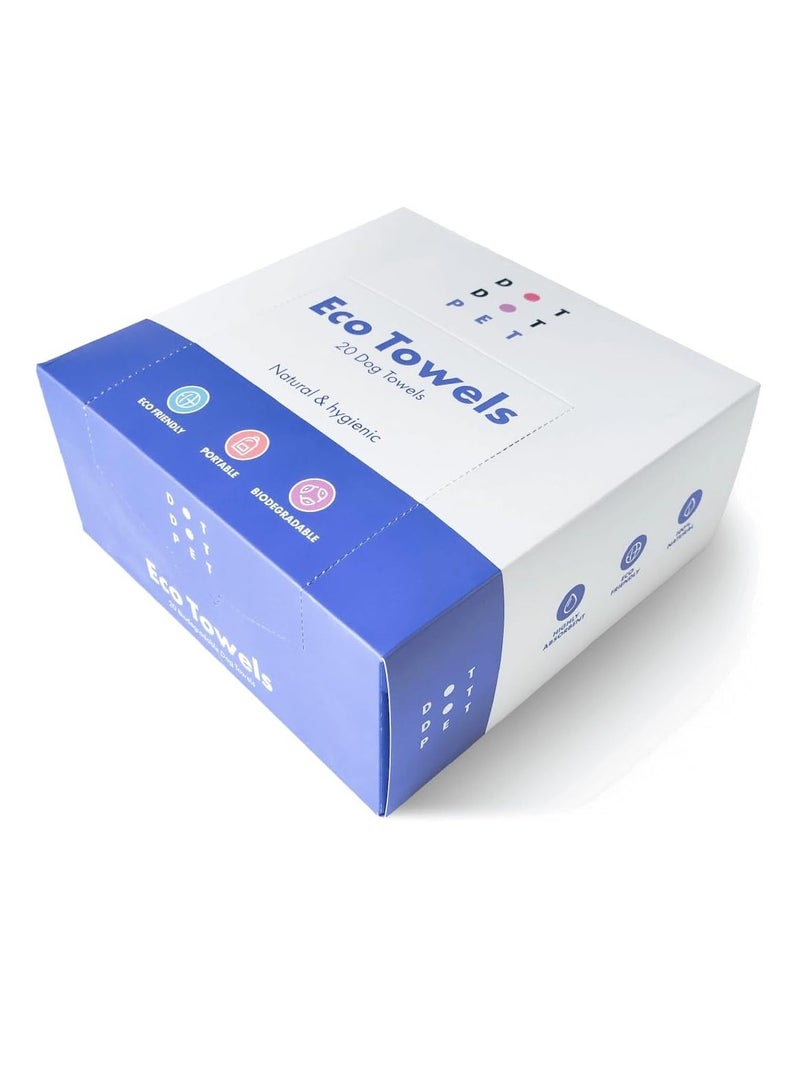 دوت مناشف الكلاب الصديقة للبيئة 20 منشفة تجفيف للكلاب قابلة للتحلل الحيوي فائقة الامتصاص سريعة الجفاف حائزة على جوائز مناسبة لمشي الكلاب مناشف تجفيف الكلاب والسفر مناشف طبيعية 100% للحيوانات الأليفة - Image 2