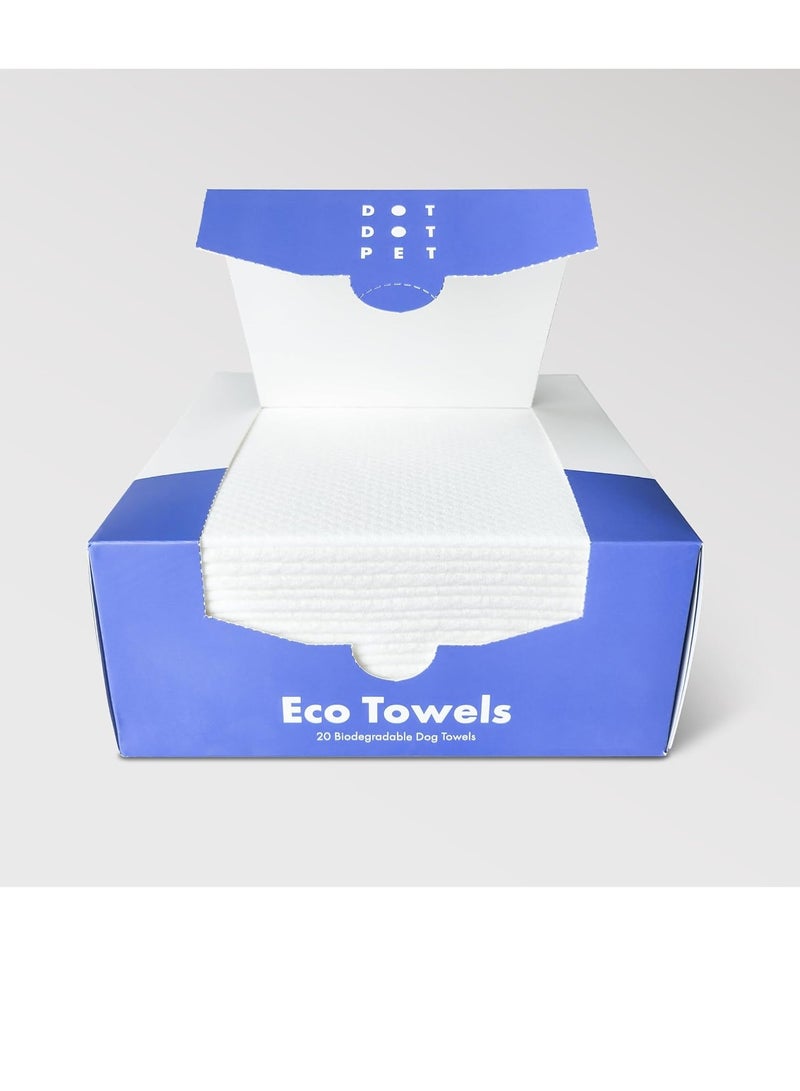 دوت مناشف الكلاب الصديقة للبيئة 20 منشفة تجفيف للكلاب قابلة للتحلل الحيوي فائقة الامتصاص سريعة الجفاف حائزة على جوائز مناسبة لمشي الكلاب مناشف تجفيف الكلاب والسفر مناشف طبيعية 100% للحيوانات الأليفة - Image 3