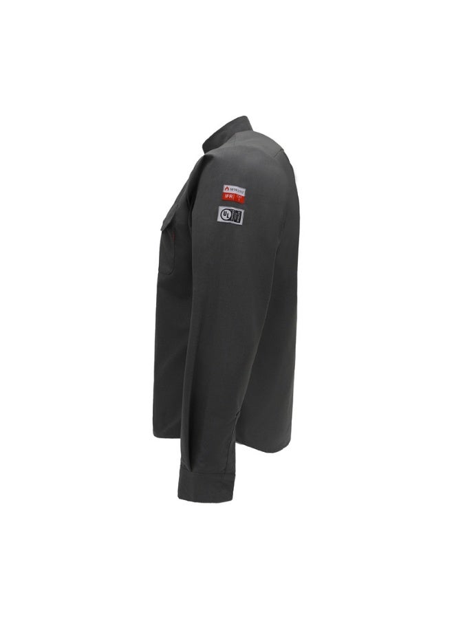 Shield Aramid Flame-Resistant & Anti-Static Long Sleeve Work Shirt – FR  for Industrial, and Oil & Gas Environments GREY COLOR - Image 3