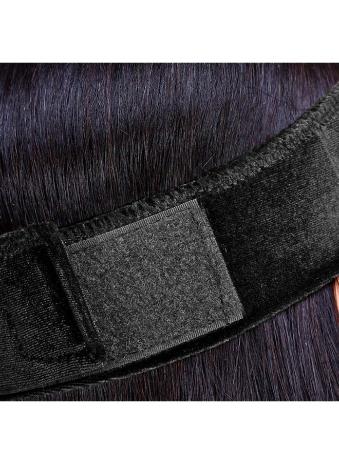 Long Leaf - Velvet Wig Grip Band Adjustable Comfort Head Hair Band For Women Keeps Wig Secured Prevents Headaches & Hair Loss (Black) - Image 1