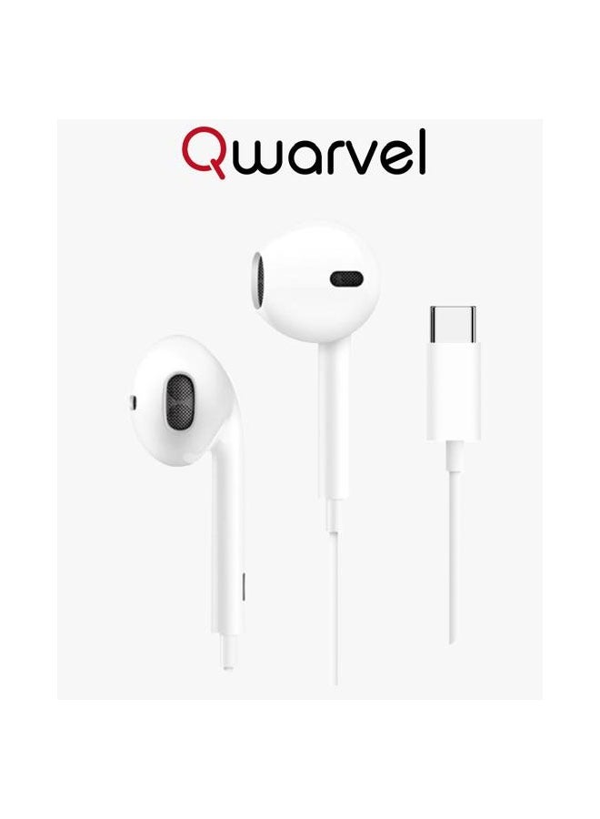 كوارفيل سماعات أذن مع سماعات أذن سلكية USB C مع ميكروفون وتحكم في مستوى الصوت، سماعات داخل الأذن لهاتف iPhone 15 Pro Max وiPad Pro/Air وSamsung (أبيض) - Image 5