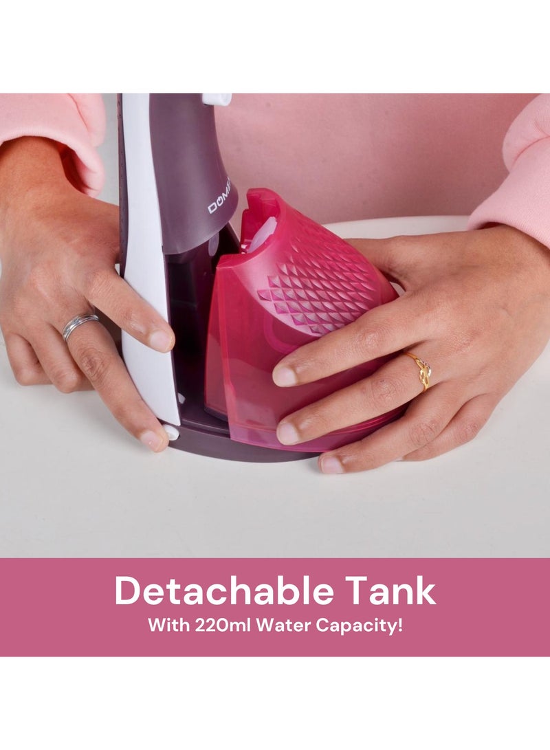 DOMEA Handheld Garment Steamer, 1400W Portable Steamer for Clothes, Fast Heat-Up With 20g/min Steam Output, 220ML Detachable Water Tank, Lightweight Travel Steamer for Fabrics, Curtains & Upholstery - Image 5