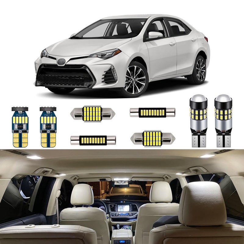 مجموعة أضواء LED داخلية بيضاء من AUTOGINE مكونة من 6 قطع لتويوتا كورولا 2013 2014 2015 2016 2017 2018 2019 2020 2021 2022 فائقة السطوع 6000K