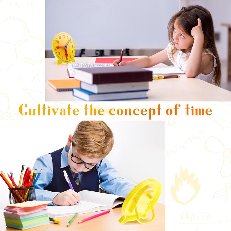 Henoyso 6 Pcs Teaching Clock for Kids to Learning Telling Time, Mini Geared Student Clock Plastic Teaching Clock for Student Develops Time and Early Math Skills, Back to School Gift, 4 Inch - Image 5