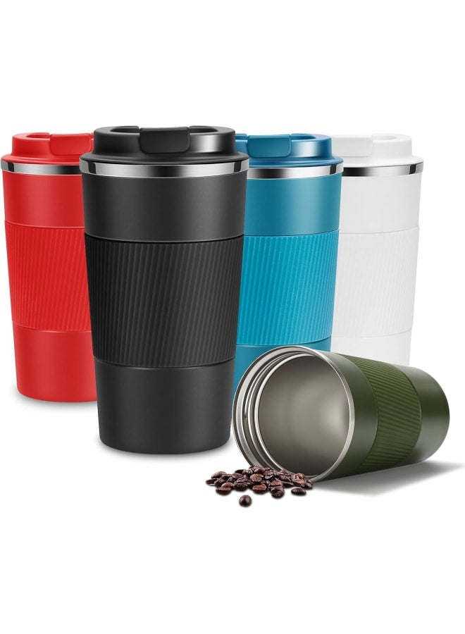 مج قهوة معزول بالتفريغ الهوائي للسفر قابل لاعادة الاستخدام مصنوع من الستانلس ستيل يينجام ، زجاجة حرارية للمشروبات الساخنة والباردة (اسود 510 مل) ستانلس سيليكون - Image 1