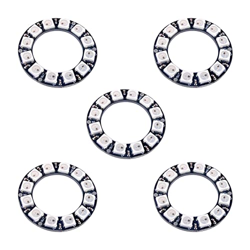 DIYmall 5PCS 12 X WS2812B RGB LED Rings 12 Bits 5050 Lamp Light with Integrated Driver Full Color Lights DC 5V for Arduino Raspberry Pi - Image 1