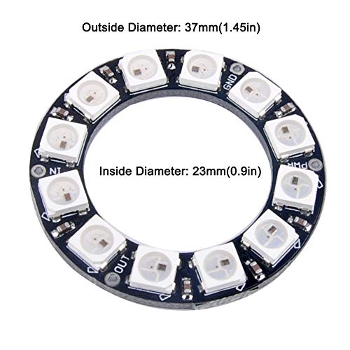 DIYmall 5PCS 12 X WS2812B RGB LED Rings 12 Bits 5050 Lamp Light with Integrated Driver Full Color Lights DC 5V for Arduino Raspberry Pi - Image 2