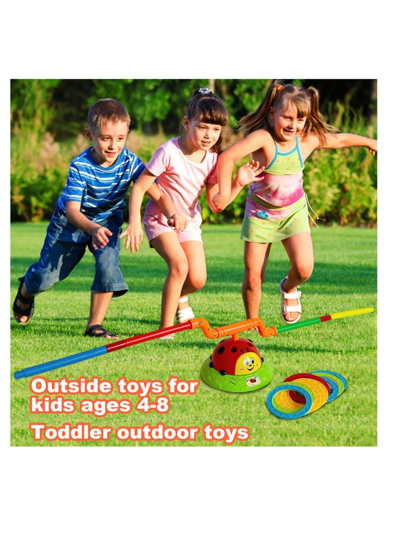 Excefore 2 in 1 Musical Jump, Ring Toss Game Toy, Stomping & Launch Rockets Launchers Toys, Musical Jump Ladybug Fun Toy, Kids Party Games, Kids Indoor Outdoor Toys for Boys Girls Age 4-8  - Image 3