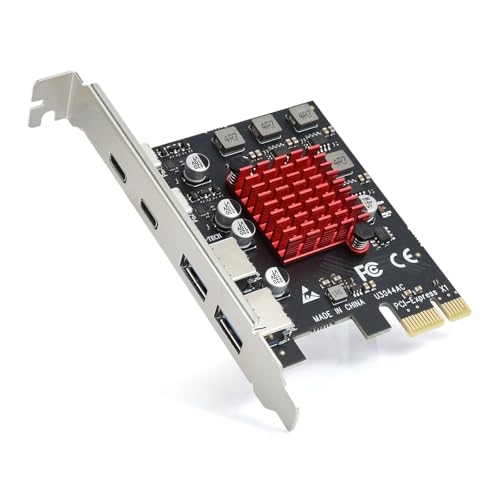 ELUTENG 4 Ports USB 3.1 PCIE Expansion Card (2 USB-A & 2 Type-C Ports) Superspeed PCI Express Expansion Card USB Card for Desktop PC Support Windows 11/10/8/7/XP/Vista, Self-Powered Supply - Image 1