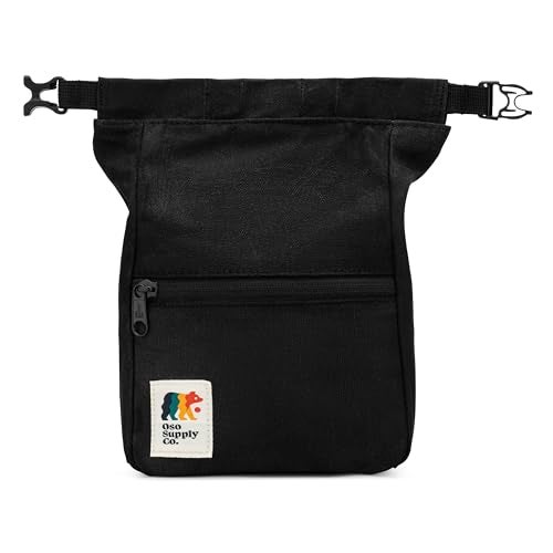 Oso Supply Co Kulshan Bouldering Bucket Large Size Chalk Bag for Rock Climbing Chalk Pot with Magnetic Roll Down Closure Brush Loop Zippered Pockets for Climbers Weightlifting Black - Image 1