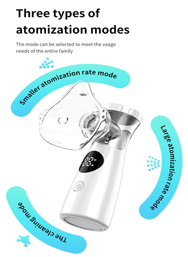 GD Portable Mesh Nebulizer with LED Digital Display Three Atomization Modes Low Noise Handheld Nebulizer with Self‑Cleaning Mode - Rechargeable Cold Mist Large Vapor Inhaler for Children, Home, Office, and Travel - Image 4