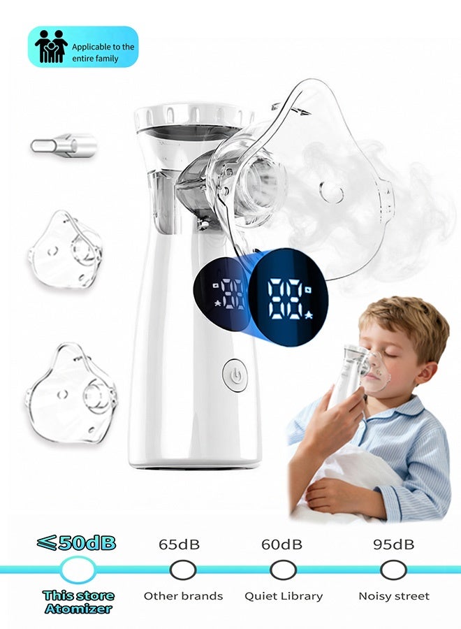 GD Portable Mesh Nebulizer with LED Digital Display Three Atomization Modes Low Noise Handheld Nebulizer with Self‑Cleaning Mode - Rechargeable Cold Mist Large Vapor Inhaler for Children, Home, Office, and Travel - Image 1