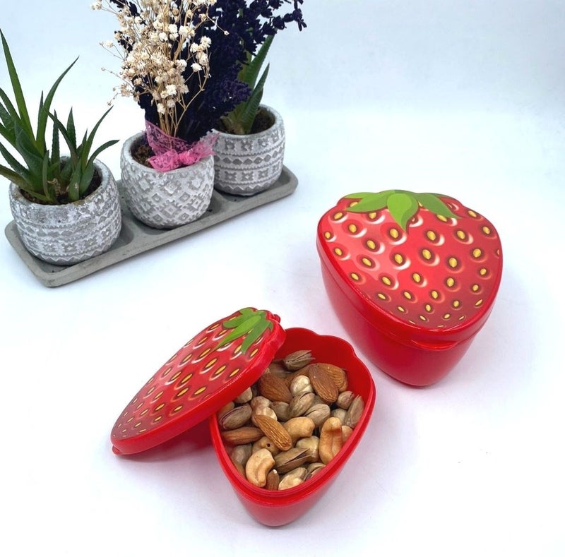 ® Set of 2 Interlocking Strawberry Model Storage and Nutrition Containers (550 ml + 250 Ml)