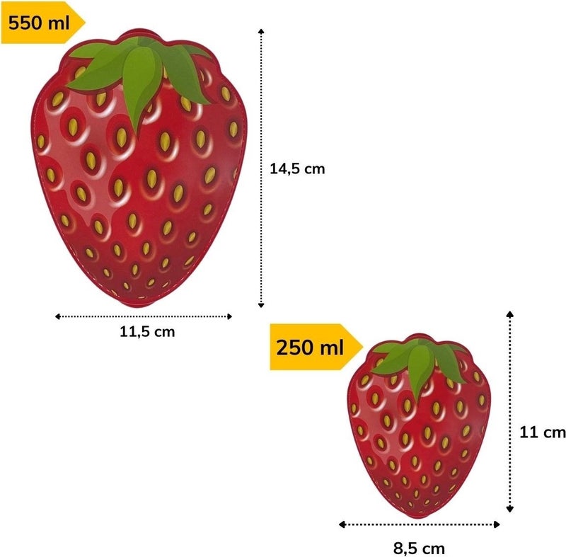 ® Set of 2 Interlocking Strawberry Model Storage and Nutrition Containers (550 ml + 250 Ml)