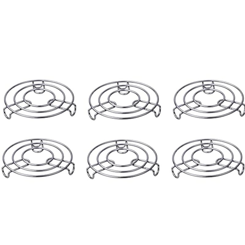 IDEAL PRIME Heavy Gauge Stainless Steel trivets 6 Pieces Steel Cooker Steamer Hotpot Stand Casserole Stand Utensil Holder Table Ring Kitchen Tool Tableware Pack of 6 - Image 1