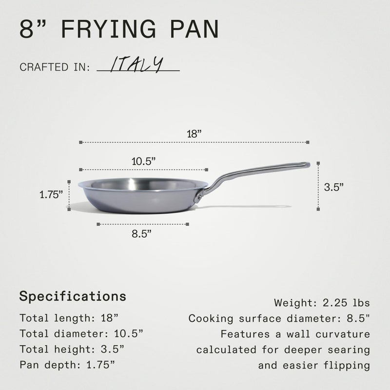Madein Made In Cookware - 8-Inch Stainless Steel Frying Pan - 5 Ply Stainless Clad - Professional Cookware - Crafted in Italy - Induction Compatible - Image 5