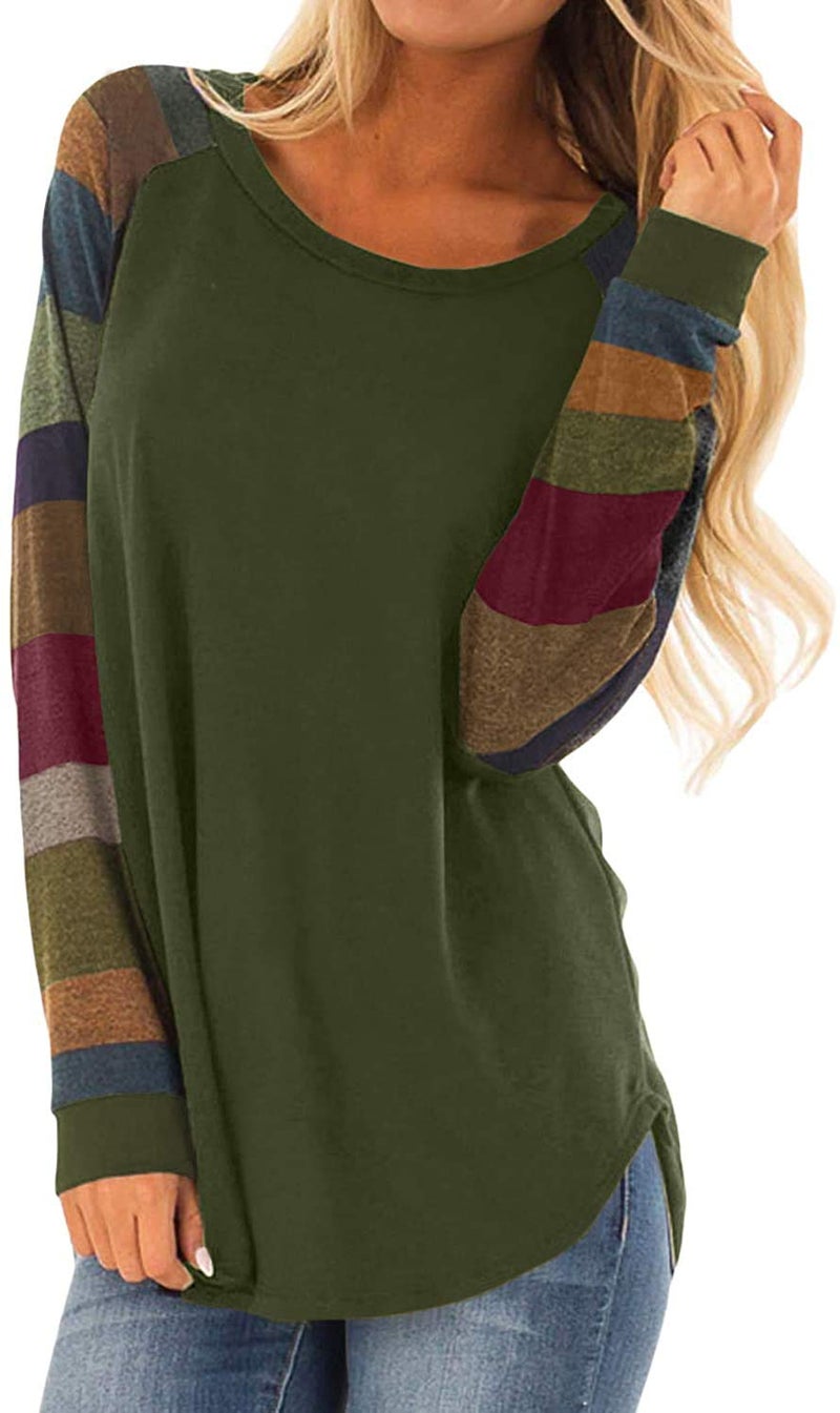 HARHAY 2025 Women's Cotton Knitted Long Sleeve Lightweight Tunic Sweatshirt Tops Army Green XL - Image 1