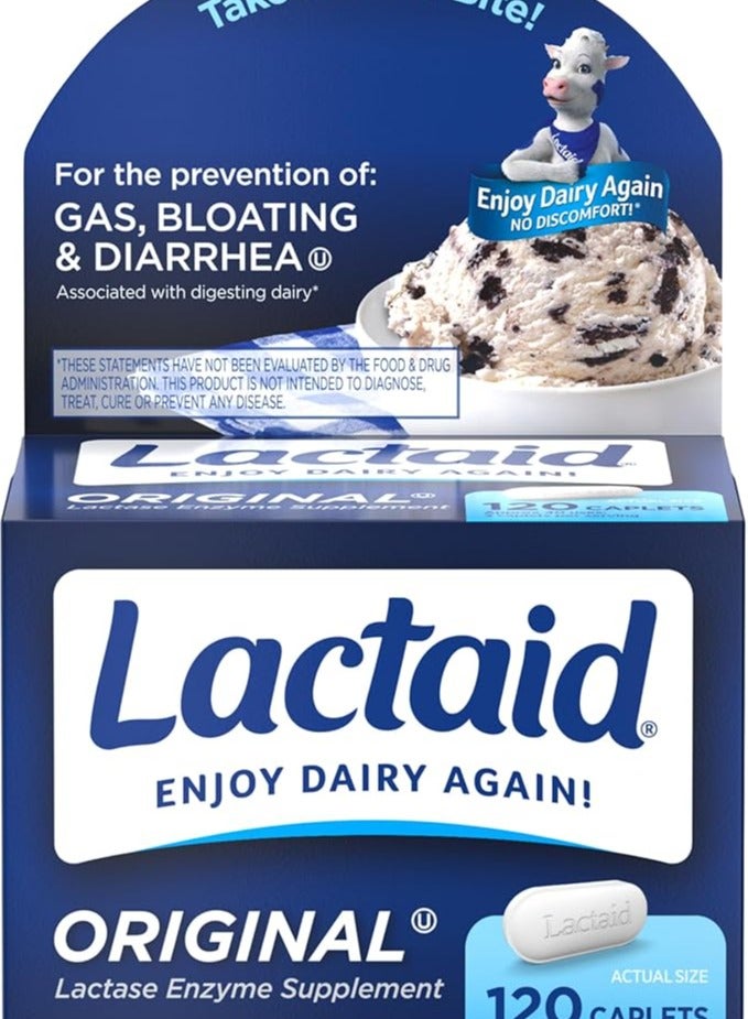 Lactaid Original Strength Lactose Intolerance Relief Caplets with Natural Lactase Enzyme - 120 ct - Image 1