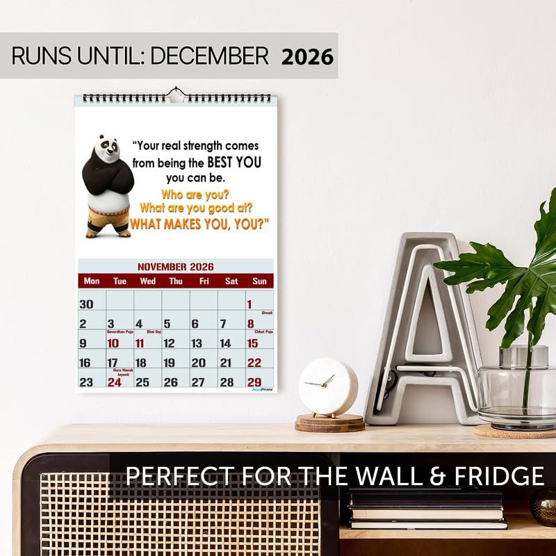 AccuPrints® Wall Calendar 2026 Planner-Size (14 x 20) inch For Office Home Table New Year Hanging Kids (35.5 x 50) cm- (Panda Wall) - Image 2