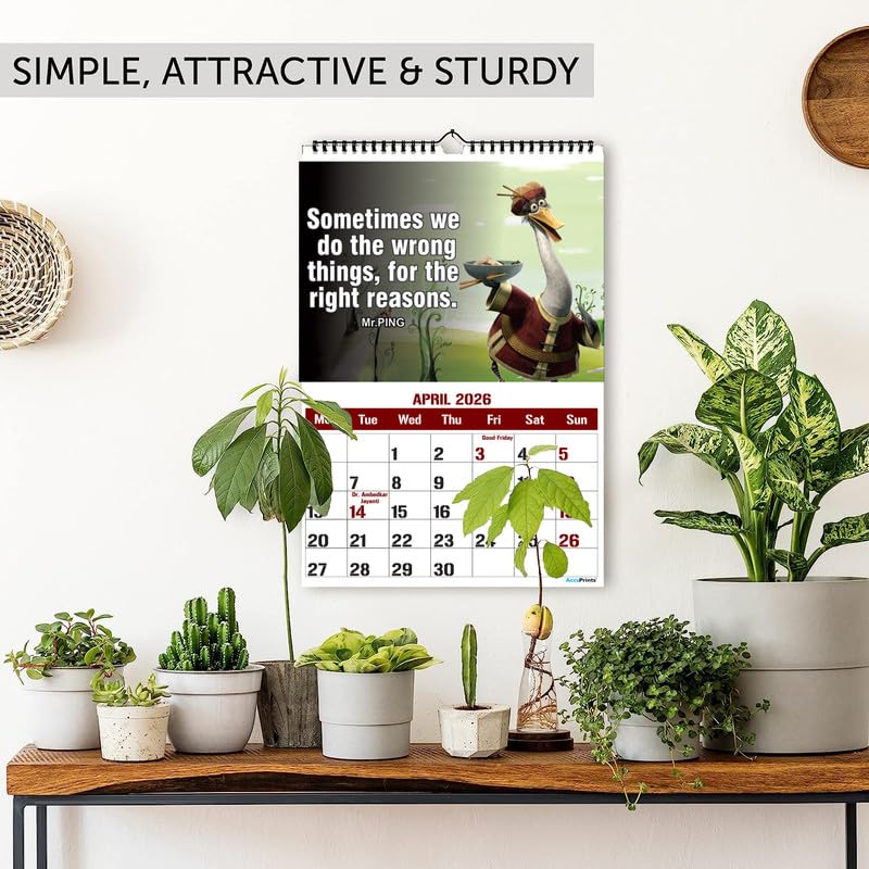 AccuPrints® Wall Calendar 2026 Planner-Size (14 x 20) inch For Office Home Table New Year Hanging Kids (35.5 x 50) cm- (Panda Wall) - Image 3