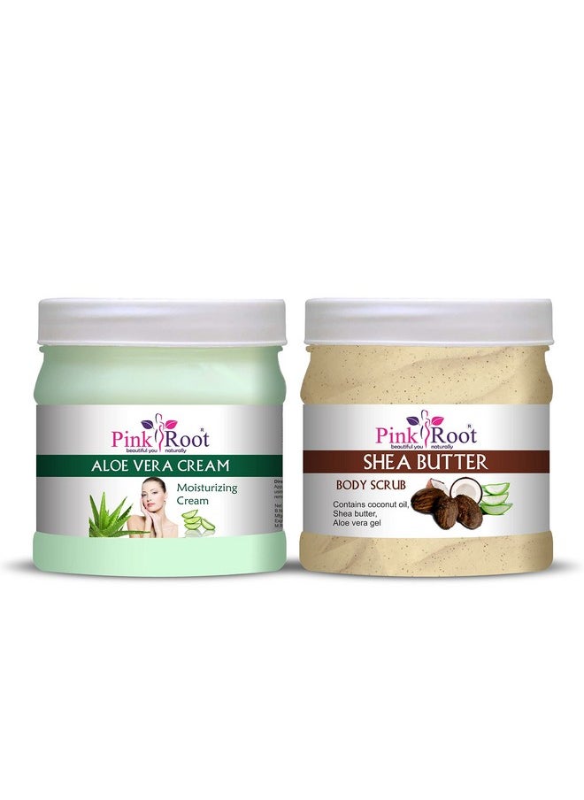Pink Root Pink Root Aloevera Cream 500ml with Shea Butter Scrub 500ml  - Image 1