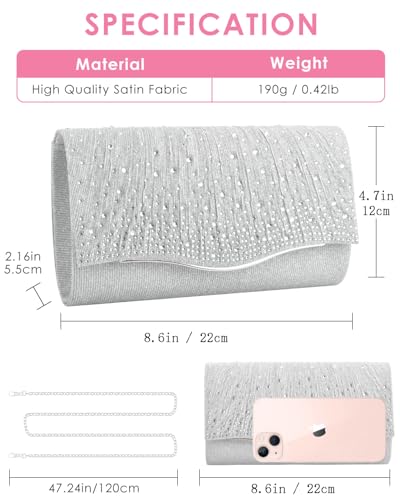 TINDTOP Clutch Purses for Women Evening Handbags for Formal Wedding Party Cocktail Prom Crossbody Shoulder Envelope Bag - Image 2