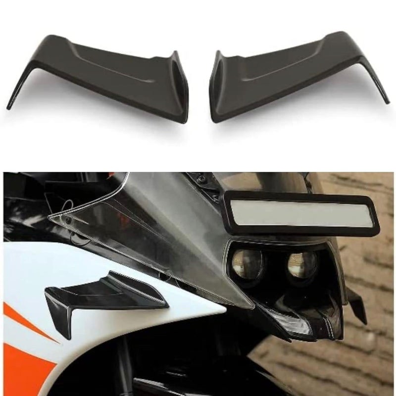 AUTO MT Black, Universal Wing Aerodynamic Winglet Kit Dynamic Spoiler for Suzuki Kawasaki Yamaha R15 V3/V4, KTM RC 390 RC 200 RC 125 Aerodynamic Winglet Kit Dynamic Spoiler Highly Durable ABS Plastic - Image 1