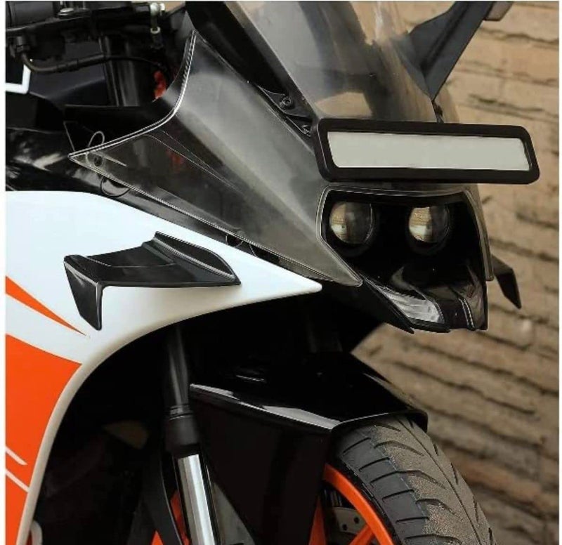 AUTO MT Black, Universal Wing Aerodynamic Winglet Kit Dynamic Spoiler for Suzuki Kawasaki Yamaha R15 V3/V4, KTM RC 390 RC 200 RC 125 Aerodynamic Winglet Kit Dynamic Spoiler Highly Durable ABS Plastic - Image 5